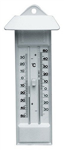 TFA Dostmann Analoges Maxima-Minima-Thermometer, 10.3014.02, Höchst und Tiefstwerte, wetterfest, weiß, L 80 x B 32 x H 232 mm