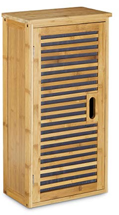 Relaxdays Badezimmer Hängeschrank aus Bambus, Natur | 2 Ablagen mit Einlegeboden, Badschrank HxBxT: 66 x 35 x 20 cm