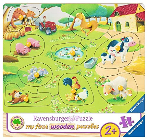 Ravensburger Kinderpuzzle - 03683 Kleiner Bauernhof - My First Wooden Puzzle mit 9 Teilen - Puzzle für Kinder ab 2 Jahren - Holzpuzzle