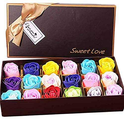 Weiye 18PCS Soap Rose Flower - Flora Scented Soap Rose Flower - Plant Essential Oil Soap, Gift for Anniversary/Birthday/Wedding/Valentine's Day Box - Random Color Delivery