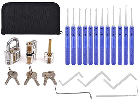 Loboo Idea Dietrich-Set mit 3 durchsichtigen Übungs- und Trainingsschlössern für Lockpicking + Loboo Idea Kreditkarten-Schlosspicking Tool Kit für Anfänger und Profi-Schlosser