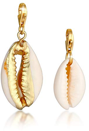 Nenalina Kauri Muschel Charm Anhänger Set vergoldet 925 Sterling Silber für Damen, Set aus zwei maritimen Kauri Muschel Charms, passend für alle gängigen Charmträger und Bettelarmband, 0405472920