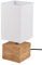 Reality Leuchten Woody R50171030 - Lampada da tavolo in legno marrone, paralume in tessuto bianco, 1 x E14, 12 x 12 cm