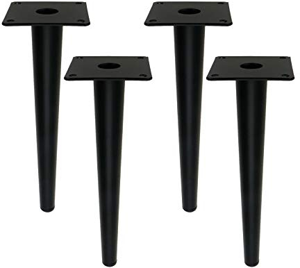 Geesatis 10 Furniture Legs,Round Solid Iron Tapered Legs,4Pcs Black