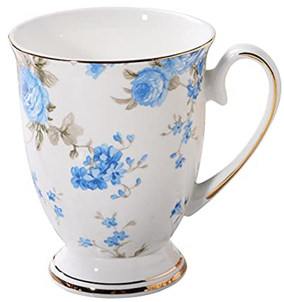 Yiida Kaffee-Teetassen, Teetassen, 300 ml, Blumentassen, stabile Keramik-Konstruktion, Tasse mit Griff, leicht zu greifen für Zuhause, Büro