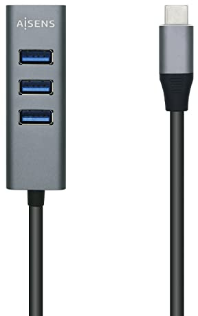 AISENS A109-0508 HUB USB 3.1 USB-C, USB-C/M-4xtipo A/H, gris, 15cm
