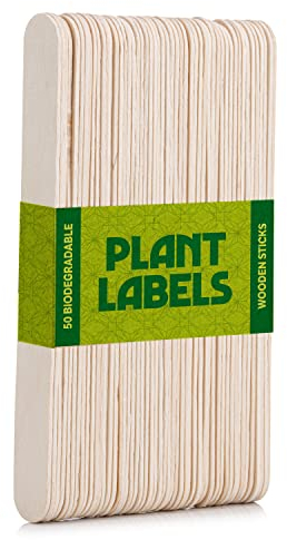 50Pcs Plant Labels, Biodegradable Wooden Sticks, Wooden Plant Labels, Plant Markers, Suitable for Indoor Outdoor Plants & Garden Planters