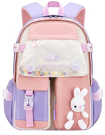 Amythe Schulranzen Mädchen Schulrucksack für 3 5 6. Klasse,Lässige Kinderrucksack aus Nylon Wasserdichte Rucksack für Kinder Schule oder Reisen