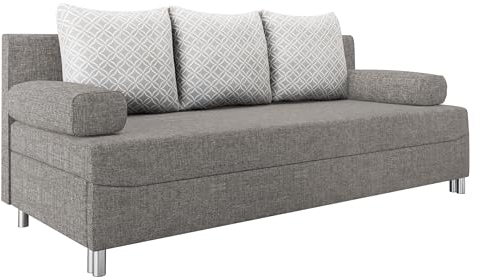 Mirjan24 Schlafsofa Dover, Sofa mit Bettkasten und Schlaffunktion, Bettsofa, Farbauswahl, Schlafcouch mit Chromfüße, Couch, Couchgarnitur (Schlafsofa ohne Polsterhocker, Lux 05 + Evo 32)