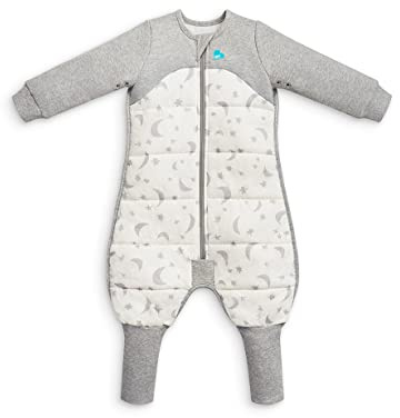 Love To Dream™ Schlafanzug mit Beinen, 3–4 Jahre – Weiß | Langärmlige tragbare Decke | 2,5 Tog für Winter & Herbst (16–20 °C) | Baumwolle, maschinenwaschbar, Doppelreißverschluss