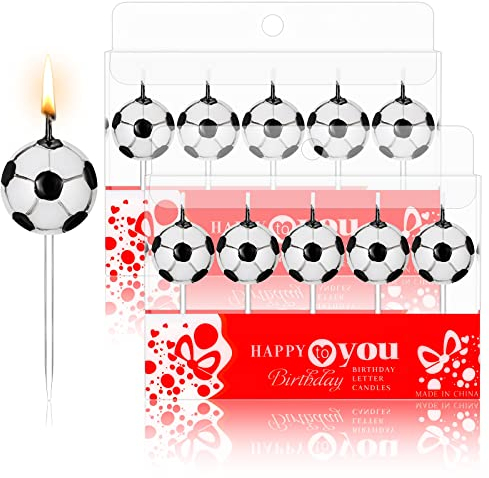 Nuenen 10 Stück Fußball Kuchenkerzen Fußballform Geburtstagskerzen Kuchen Dekorationen Fußball Kerzen Cupcake Topper für Geburtstag Jungen Mädchen Kinder Party Deko Geschenk(Fußball)