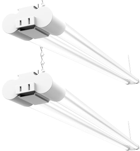 Sunco LED Shop Lights for Workshop 4FT, Linkable Garage Lighting, 4500 LM, 40W (150W Equivalent), 6000K Daylight Deluxe, Surface + Suspension Mount, 48 Inch Integrated Fixture, White 2 Pack