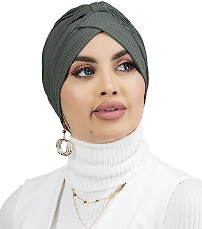 Lamis Hijab Premium jersey ribbad turban för muslimska kvinnor TU-6, Grå mus, 70