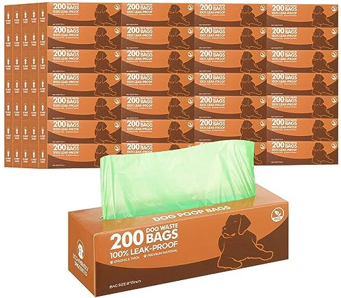 Lot de 50 rouleaux de sacs à déjections canines - 10 000 sacs poubelle étanches - Sacs en plastique épais pour la maison, le parc, l'extérieur, les voyages - Vert foncé