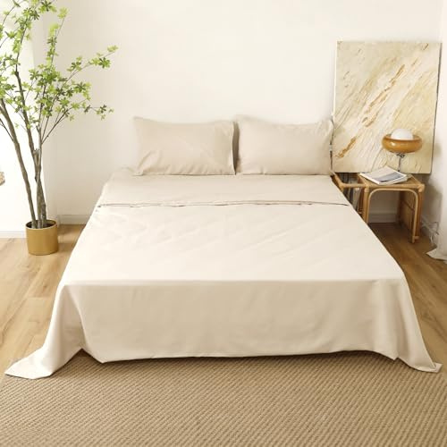 BOD HOME, Juego de Sábanas 4 Piezas, Cama Sencilla, Sábana Bajera Ajustable Cama 140/150/160 - Encimera y 2 Fundas Almohada 50x70cm, Poliéster, Suavidad (Blanco)