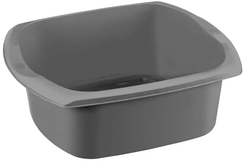 BargainsMania Rectangular Bowl - Washing Up Bowl - Strong Plastic Kitchen Washing Bowls - Make Washing Up Easier with This Handy Rectangular Bowls - Made from 100% Recycled Household Plastics (Grey)