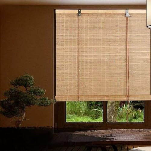 Sh000ad Bambus Rollo ohne Bohren Bambusrollo Raffrollos Jalousie,60% Blickdicht, Bambus-Vorhänge,Fensterrollos aus Naturholz,Sichtschutz für Fenster und Türen,Anpassbar,Breite x Höhe (45cm x 100cm)
