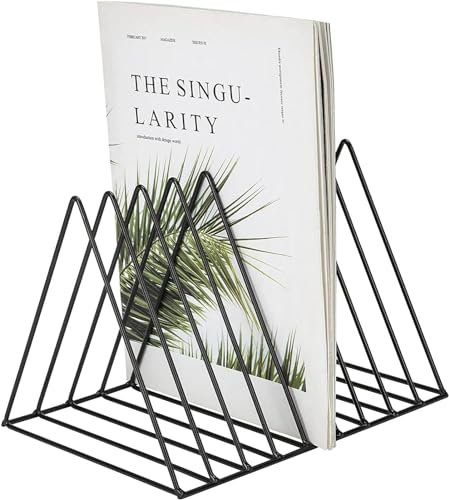 Support De Rangement Disque Vinyle, Porte Journaux Magazines Livres En Métal, étagère de Rangement Multifonction, Porte Revues pour Livres et Documents dans Études, Chambres et Bureaux (Black)