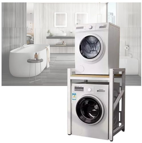 WPPTNSFY Verstellbares Stapel-Set über Waschmaschinen, Waschmaschinenregal Toilettenregal Badregal aus Metall, Aufbewahrungseinheit für Wäsche, Platzsparendes, für Badezimmer Waschküche