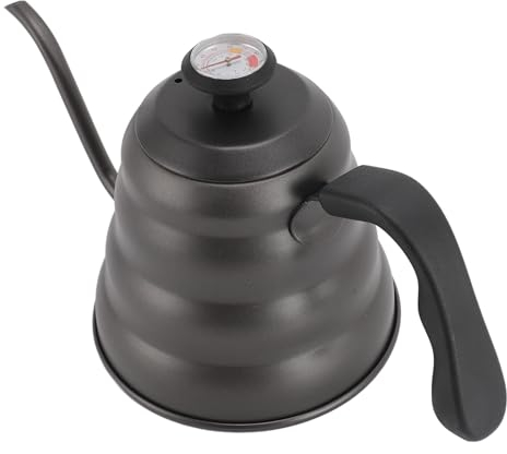 Hervidor De Café con Cuello De Cisne, Tetera De Té con Termómetro, Tetera, Tetera Negra, Cuello De Cisne De Acero Inoxidable