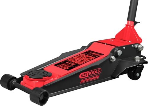 KS Tools 160.1015 Performance Hydraulischer Stahl-Wagenheber, 2500 kg, flach, Hubhöhe: 75-510 mm