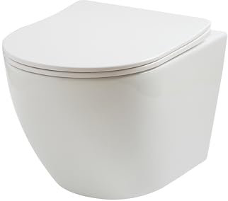 Milano Sutton Modern White Ceramic Wall Hung Toilet WC Pan Soft Close Seat