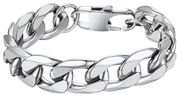 PROSTEEL Armband Herren Panzerkette Edelstahl Panzerarmband Armkette Damen Gliederarmband Männerarmband Armschmuck Kette 19/21/23cm lang, 6/9/13mm breit, in Silber/Schwarz/Gold