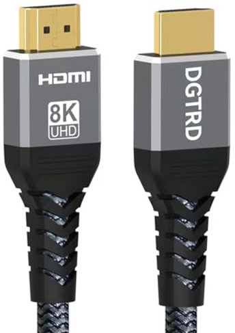 DGTRD 8K HDMI Cable 2.1 2m, Ultra High-Speed Earc Hdmi Cord (48Gbps), 8K@60Hz, 4K@120Hz, 4K@144Hz, HDR10, HDCP 2.2&2.3, HD Braided Lead, Compatible with PS5/Laptop/HDTV/PC/Xbox/Roku etc