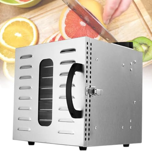 vnmudzeo 6 Livelli 8 Livelli Essiccatore Elettrico per Frutta per Uso Domestico, Essiccatore per Carne E Verdura con Display Digitale da 400 W Acciaio Inossidabile,8Layer-110V