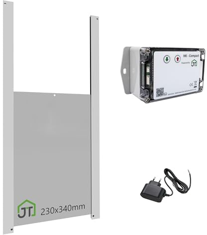 JOSTechnik - HK-Compact mit 230x340 Hühnerklappe; Hühnerklappe mit Lichtsensor 12V; automatische Hühnertür; Dämmerungsgesteuert in verschiedenen Klappengrößen (Hühner 230x340)
