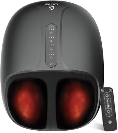 COMFIER Foot Massager with Heat,Shiatsu Foot Massager with Dual Heating,3 Kneading & 3 Compression,Heated Feet Massage for Plantar Fasciitis, Fits Up to Size 14,Gifts for Women Men
