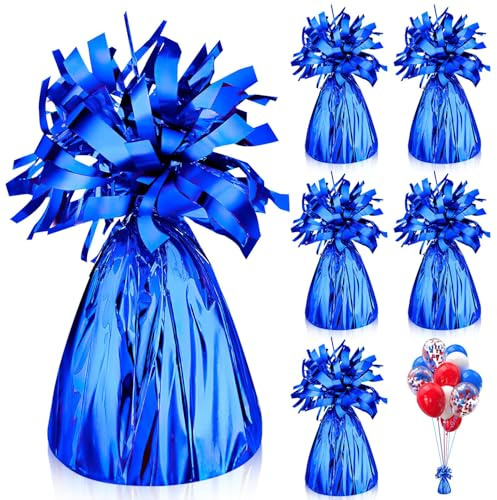 Poids Ballon Helium Cône de Poids de Ballon Feuille L'hélium Supports de Ballons Métalliques 6Pcs 170g/pc Pendentif Bleu pour Ballons D'anniversaire de Mariage Célébrations Décoration