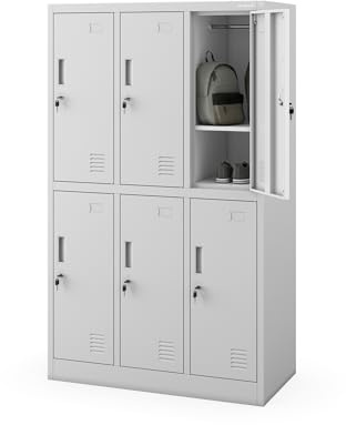 Jan Nowak Schließfachschrank Metall 6 Fächer Wertfachschrank 150x90x45 cm | Fächerschrank, Umkleideschrank aus pulverbeschichtetem Stahlblech, 6 separate Fächer für Betrieb, Schule und Umkleide