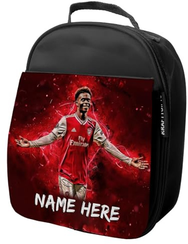 KRAFTYGIFTS Personalised Saka Lunch Bag Football Legend Boys School Nursery Insulated Lunchie Box Lunchbox Snackbox NL21