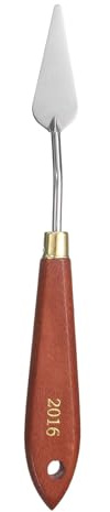 QUARKZMAN Couteaux à Peinture Outil Peinture1.97 x 0.75 Lame En Acier Inoxydable En Forme De Larme 7.87 Longueur Spatula Painting Pallet Knives Avec Trou Poignée En Hêtre, Rouge/Argent
