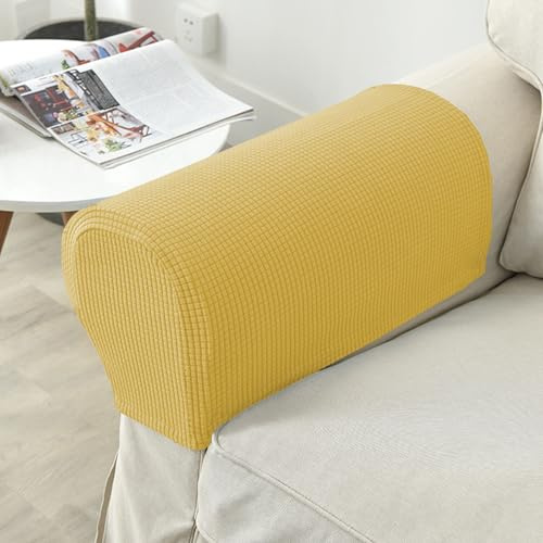 Set di 2/4/6 copribraccioli per divano, copribraccioli antiscivolo, protezione per mobili, copripoltrona e mobili (4 pezzi, giallo)
