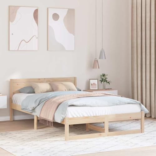 Qnhdfrt Bettgestell aus Massivholz Kiefer 120 x 200 cm Minimalistisches Design mit Stauraum Robuste Bauweise und geölte Oberfläche für Schlafzimmer