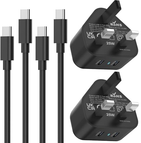 For Samsung Charger,2 Pack 25W USB Type C Phone Fast Charger Cable and Plug Charge 1M Charging for Galaxy S25 Ultra/S24 +/S23/S22/S21/S20 fe/A17/A16/A15/A14/A06/A25/A26/A34/A35/A36/A53/A54/A55/A56/M56