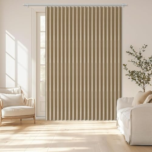 Tende per Porte Personalizzate, Tende divisorie plissettate, Tende plissettate per bagni, studi e camere da Letto-Light Brown- W180xH220cm