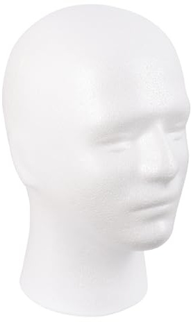 MapofBeauty Mannequin Kopf Styrofoam Male Perücke Foam Stand (Weiß) | Zeigen Model Mask Hat