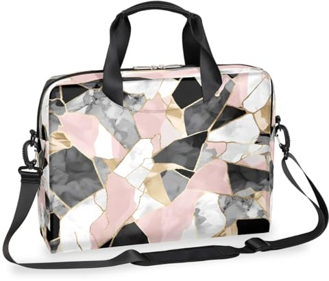 Mexpekil Sacoche pour ordinateur portable de 13 à 16 pouces Motif géométrique rose noir blanc marbre pour homme et femme