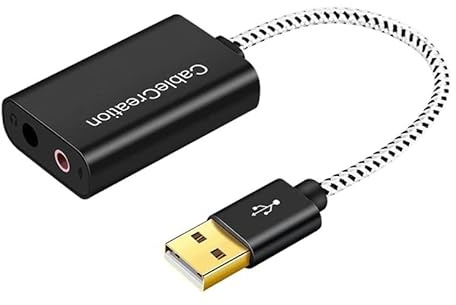Ljmyy Carte son stéréo externe 3,5 mm Adaptateur 5.1 canal vers microphone pour PC ordinateur portable carte son