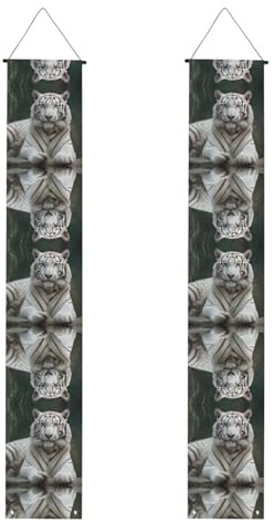 Halloween-Türbanner mit weißem Tiger-Druck, Veranda-Banner für Haustür, Innen- und Außendekoration