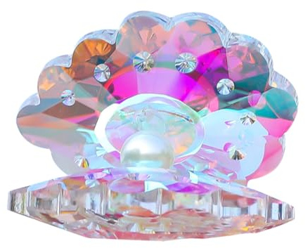 NUOBESTY Bunte Kristall Muschelfigur aus Glas mit Großer Künstlicher Perle für Tischdekoration Zuhause Büro Unterwasserwelt Thema