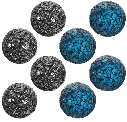 jojofuny 8pcs Blue Mosaic Glass Sphere Balls Decorative Centerpiece Orbs for Living Dining Table Vases Artistic Home Decor Bowl Fillers