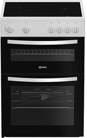 Indesit IDE6VMW 60cm Electric Ceramic Cooker – White, Fan Oven, 4 Ceramic Hobs, Easy Clean Enamel, Energy Efficient, Spacious 69L Oven