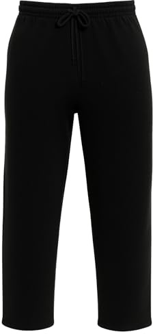 Mens Fleece Joggers Open Hem Sweatpants, Plain Gym Jogging Bottoms for Training, Running, Yoga & Sports, Soft Comfy Lounge Pants (Black, 4X-Large)