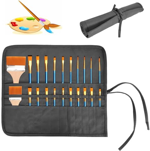 Alyxen 30 Slots Pinseltasche Künstler Aquarell, Pinsel Tasche Künstler Aquarell, Stifteetui Rolle, Leinwand Pinseltasche, Makeup Pinsel Tasche Rolle, für Zeichenstifte, Aquarell-Ölpinsel