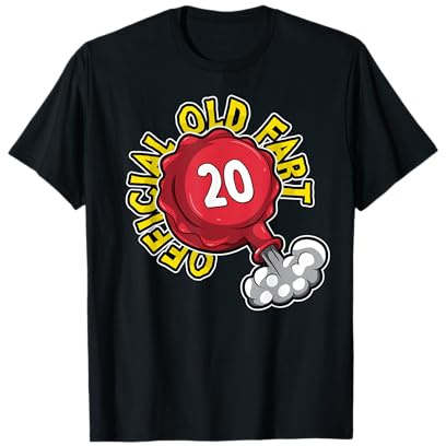 20th Birthday Official Old Fart Funny Red Whopee Cushion T-Shirt