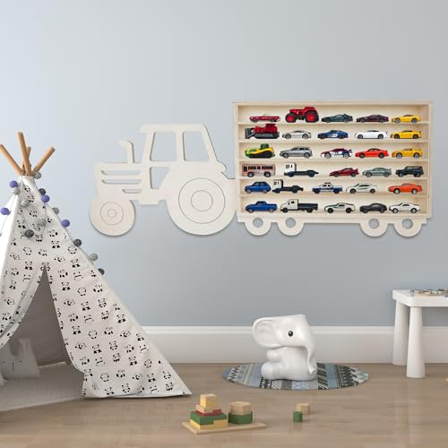 Dekoralove Wandvitrine – Hohe Wandvitrine mit 80 Fächern für Autos im Maßstab 1:64 – Wandschrank-Organizer aus Holz – Eckvitrine als Alternative für Sammlerstücke78,5 cm × 40 cm (5)